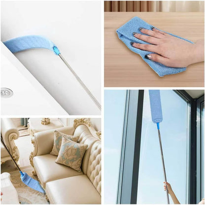 4PCS Microfiber Duster Kit, 3 in 1 Microfiber Dusters Retractable Gap Dust Cleaner and Chenille Duster with 83 inches Extra Long Extension Pole for Cleaning Ceiling Fan, High Ceiling