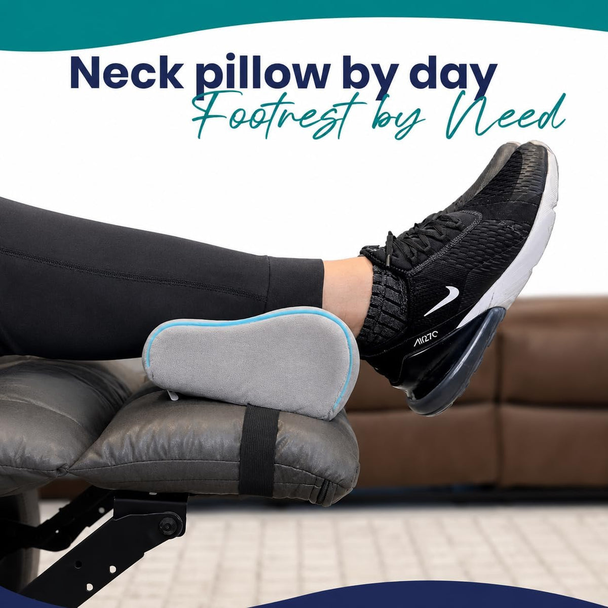 Memory Foam Headrest Pillow for Recliner – B-Shaped Neck Pillow with Stabilizer Strap, Soft Plush Fabric - Ultimate Neck Support and Pain Relief (Midnight)