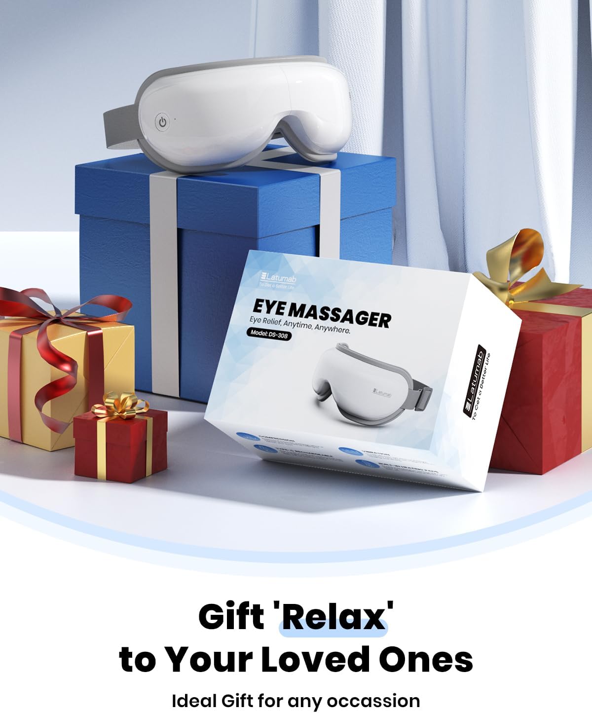 latumab Eye Massager with Heat & Bluetooth Music, FSA Eligible HSA