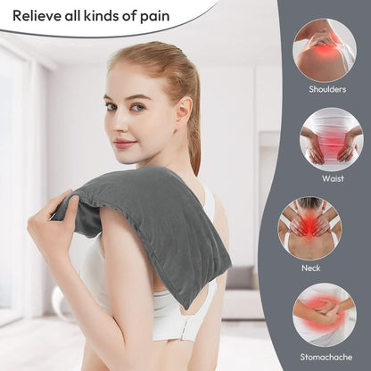Microwave Heating Pad 6 x 12 Small Heating Pad Microwave, Microwave Bean Bag Heating Pad for Neck and Shoulders, Moist Heat Pack Pillow Warm Compress for Knee, Muscles, Joints, Wrist (Dark Blue)