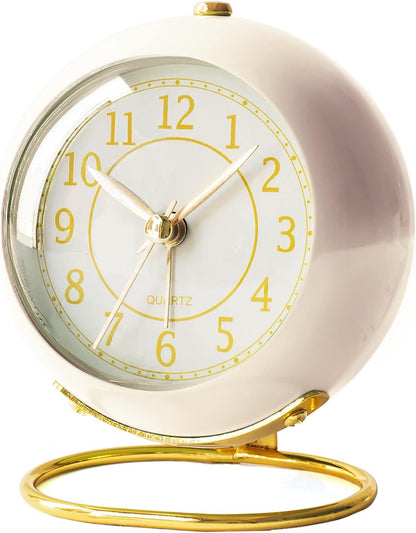 AYRELY® Battery Operated Analog Desk Alarm Clock with Light, Table Clock | Retro Aesthetic Clock with Silent Non-Ticking Movement for Bedside, Bedroom, Kitchen, Office, Travel & Kids' Room(Light Pink)