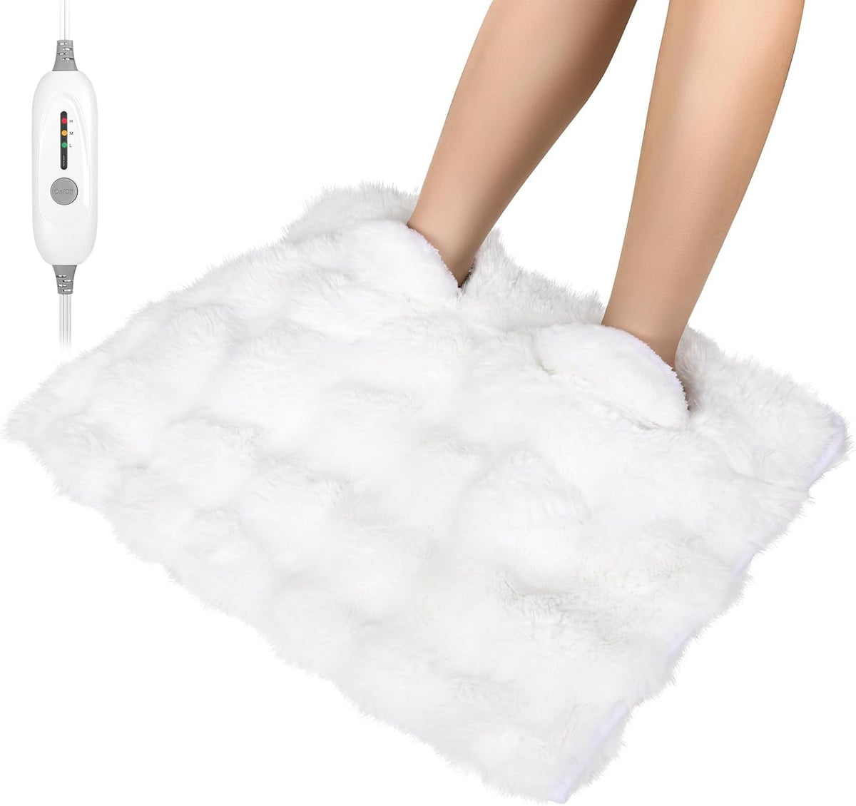 Electric Foot Warmer, Luxury Faux Fur Heating Pad for Feet Pain Relief Cramp, Heated Foot Warmer for Under Desk & Bed with 3 Heat Settings & 2H Auto-Off, ETL Certified, 20x22 Inch, Dark Grey
