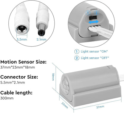 Motion Sensor LED Strip Lighting Kit. Plug in. Perfect to Work as Motion Activated Lighting for Under Cabinets Closets Wardrobe Hallway Stairs Beds Garage Kitchen. 6-Rigid-Strip. Warm White 2700K.