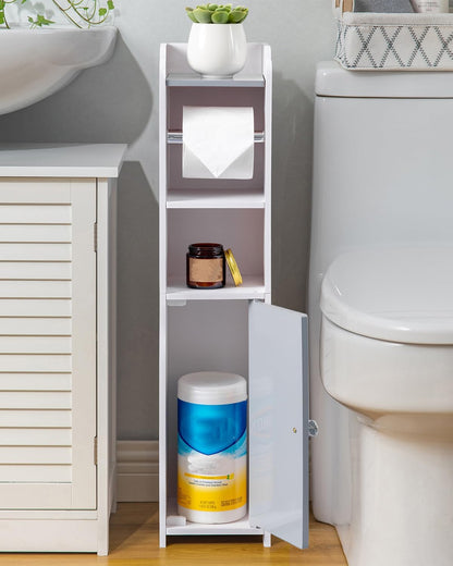 AOJEZOR Toilet Paper Holder Stand: Small Space Bathroom Storage for Renters