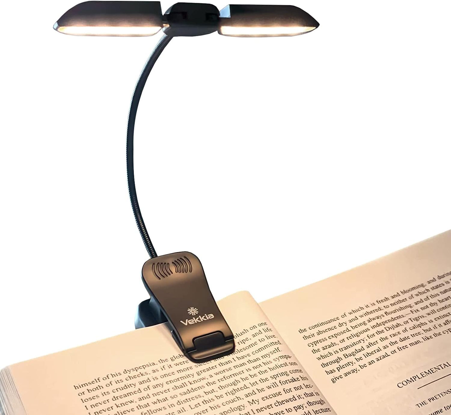 Vekkia 14 LED Rechargeable Book Light for Reading at Night | Eye-Care Reading Light for Books in Bed/180° Adjustable, Clip on Lamp/3 Color Temperatures, Lightweight