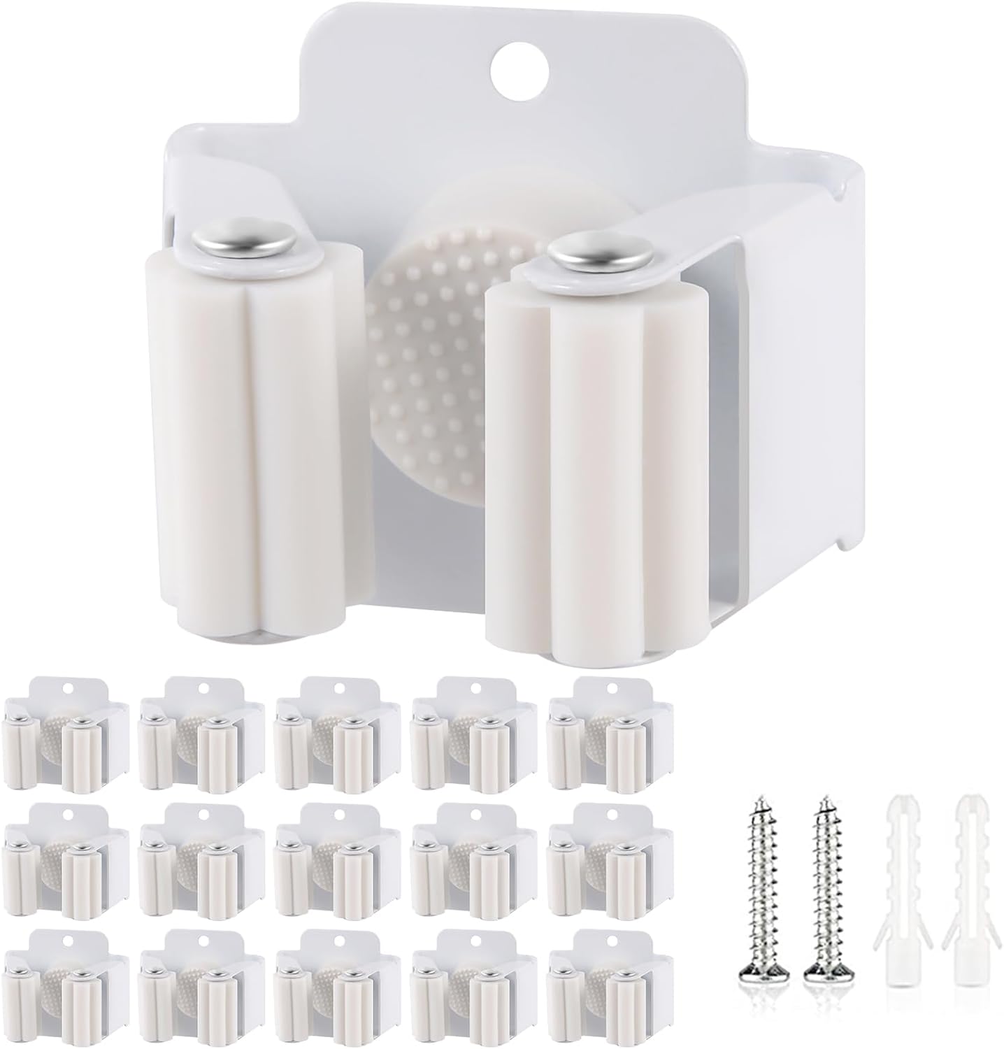 Verdenu 10 Pack Broom Holder Wall Mount, Mop Holder Wall Mounted, Stainless Steel Command Broom Holder with Screws, Garden Tool Rack Wall Mount for Kitchen, Home, Bathroom, Garage Storage, Black