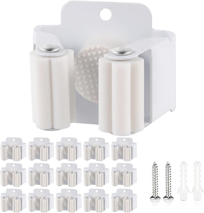 Verdenu 10 Pack Broom Holder Wall Mount, Mop Holder Wall Mounted, Stainless Steel Command Broom Holder with Screws, Garden Tool Rack Wall Mount for Kitchen, Home, Bathroom, Garage Storage, Black