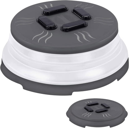 Hover Cover Collapsible Magnetic Splatter Cover, 10-Inch Clear BPA-Free Food Lid Vented Plate Guard with Steam Vents, Anti-Splash Microwave Lid, Dishwasher Safe Space-Saving Magnetic Storage, Charcoal