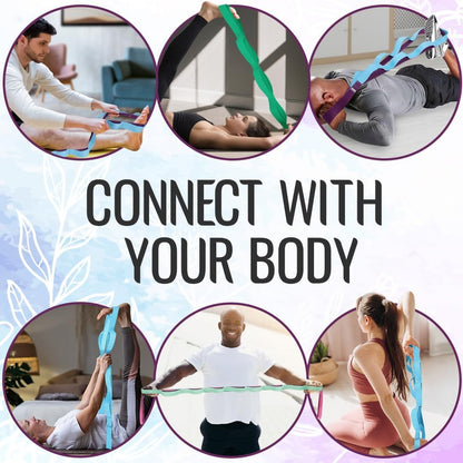 Stretching Strap with 10 Loops for Physical Therapy & Rehab | Non-Elastic Yoga Stretch Band for Hamstring, Leg, Hip & Knee Rehab, Pilates, Flexibility & Mobility Exercises for Men & Women