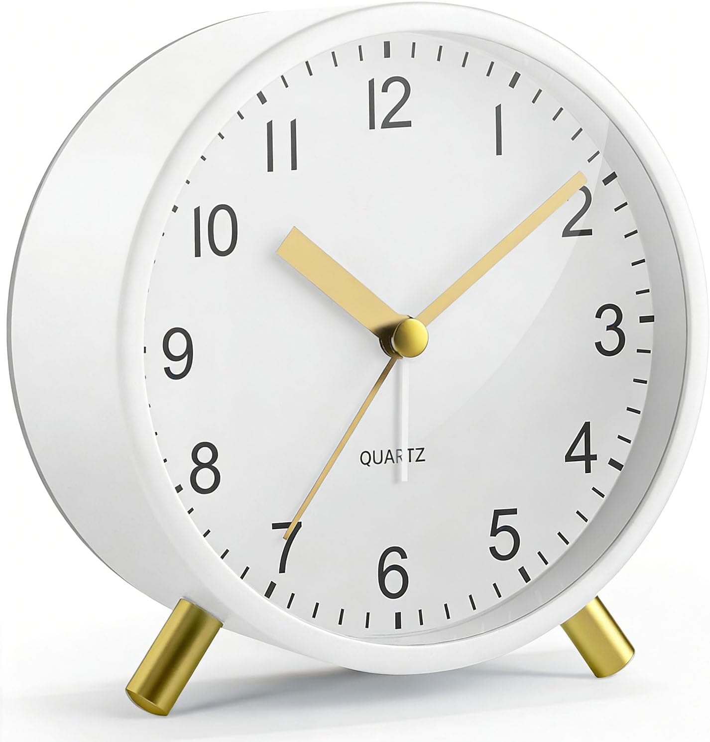 Back to School Silent Analog Quartz Alarm Clock for Kids Bedroom,Night Light, Battery Operated, Fashionable Round Metal