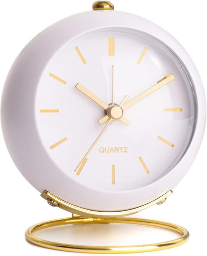 AYRELY® Battery Operated Analog Desk Alarm Clock with Light, Table Clock | Retro Aesthetic Clock with Silent Non-Ticking Movement for Bedside, Bedroom, Kitchen, Office, Travel & Kids' Room(Light Pink)