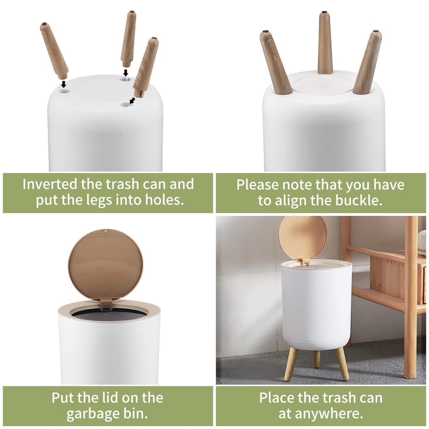 WanWanKa Mini White Plastic Trash Can, 2.6 Gallon Capacity, Slim Design, Anti-Odor, Easy to Clean, Suitable for Any Place | 10Liter Nordic Modern Waste Basket,Plastic Trash bin Suitable for Kitchen, Bathroom, Bedroom, Living Room, Office, Outdoor