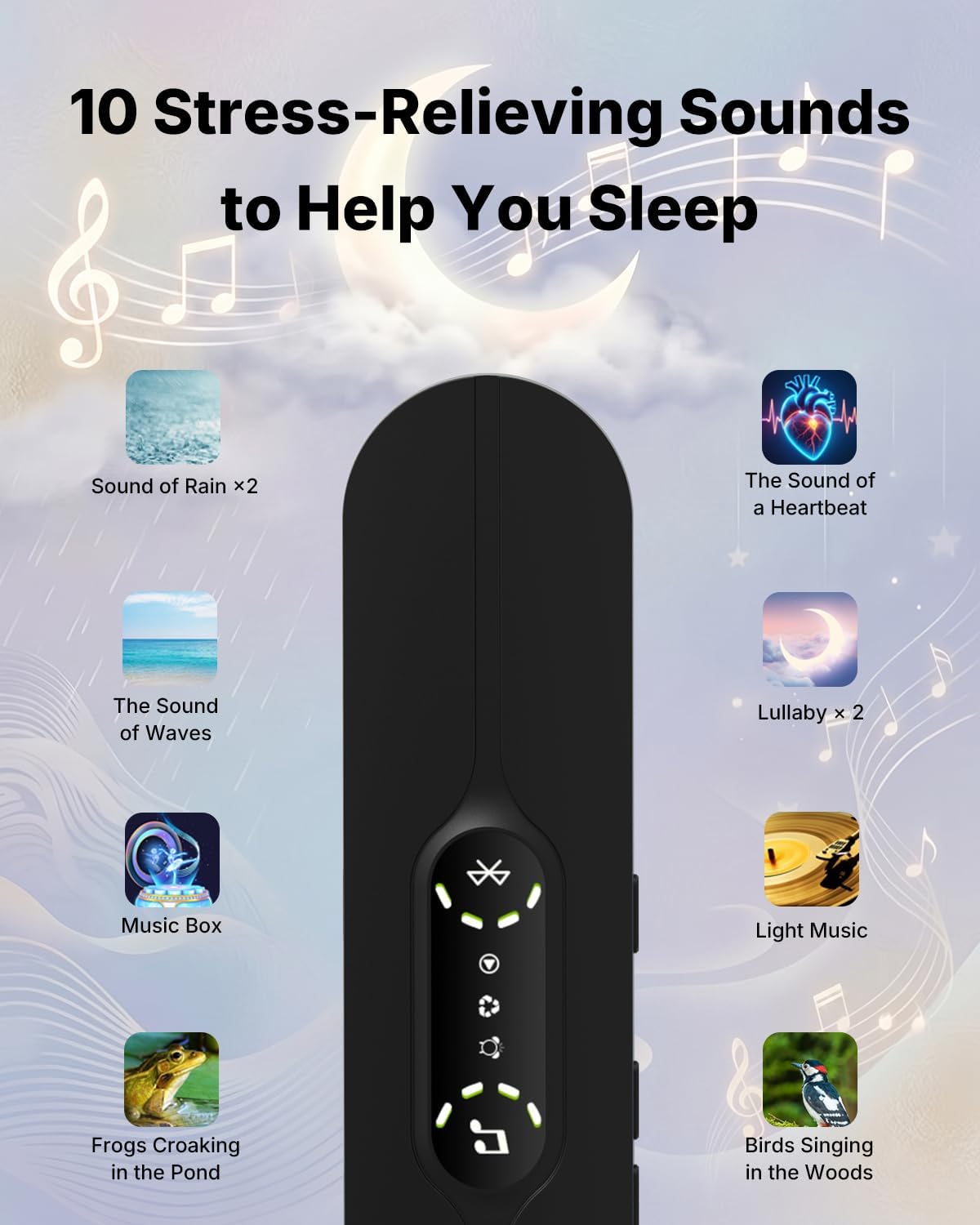 Under Pillow Speaker Bluetooth Bone Conduction– Pillow Speakers for Sleeping with White Noise & Timer, Supports TF Card Portable Under Pillow Speaker for Side Sleepers Sleep Difficulties-Black