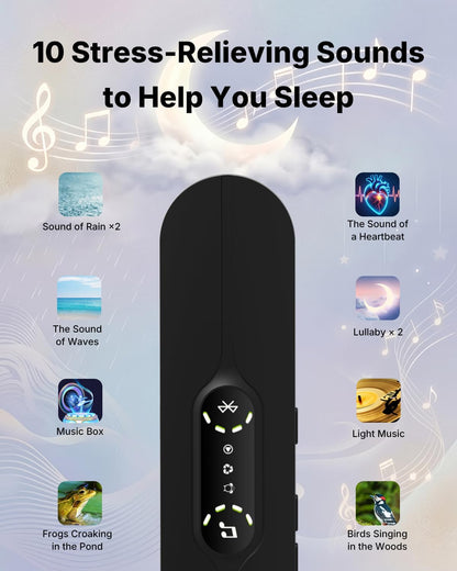 Under Pillow Speaker Bluetooth Bone Conduction– Pillow Speakers for Sleeping with White Noise & Timer, Supports TF Card Portable Under Pillow Speaker for Side Sleepers Sleep Difficulties-Black