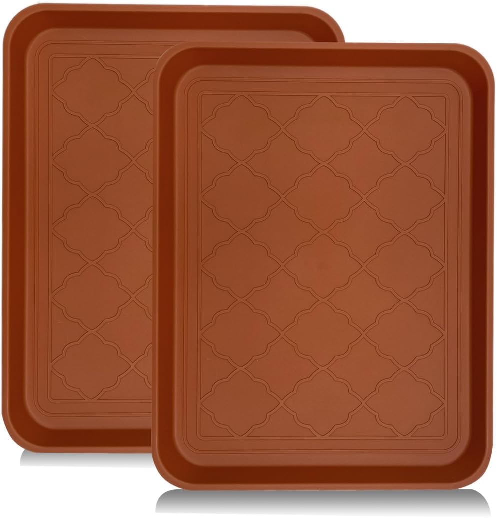 PetLike Boot Tray for Entryway Indoor, Pet Food Mat, 23 x 15.5 inch 2 Packs, Waterproof Rubber Shoe Tray for Indoor and Outdoor, Multi-Purpose Trays for Boots, Shoes, Pets, Garden
