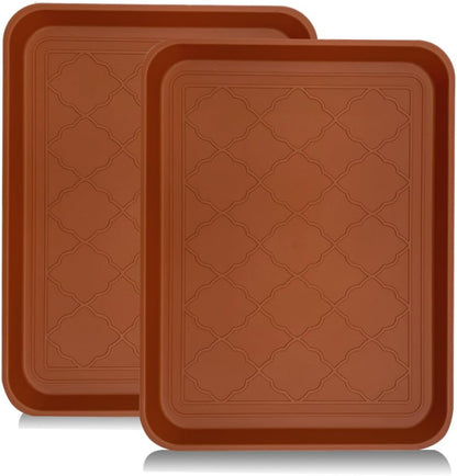 PetLike Boot Tray for Entryway Indoor, Pet Food Mat, 23 x 15.5 inch 2 Packs, Waterproof Rubber Shoe Tray for Indoor and Outdoor, Multi-Purpose Trays for Boots, Shoes, Pets, Garden
