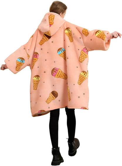 Wearable Blanket Hoodie for Adults With Pocket Strawberry Hoodie | Sherpa, Fuzzy Blanket Hoodie, Oversized Sweatshirt Blanket, Kangaroo Pouch, Cute Birthday Gifts for Sister, Cute Stuff