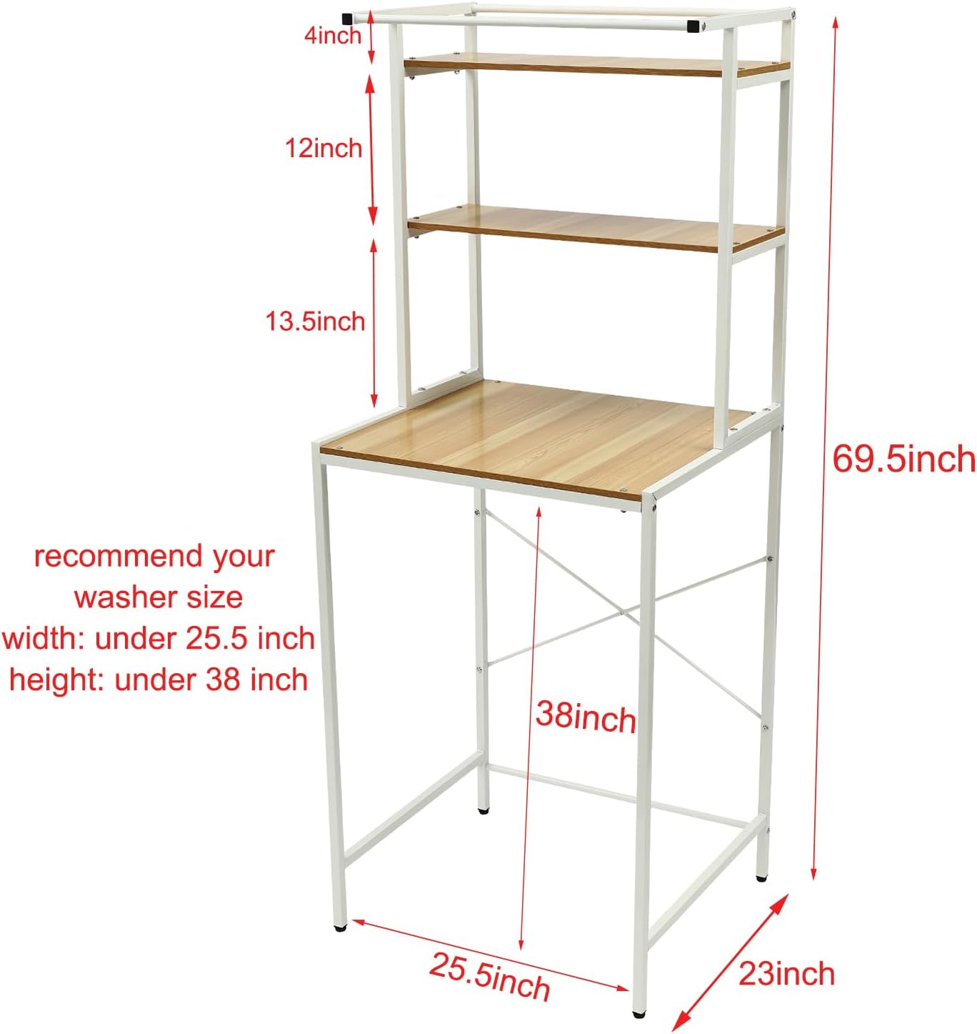 Gdrasuya10 3 Tier Over the Washer and Dryer Storage Shelf, Black Washing Machine Storage Utility Rack Freestanding Laundry Storage Shelf Organizer Space Save for Laundry Room Organization