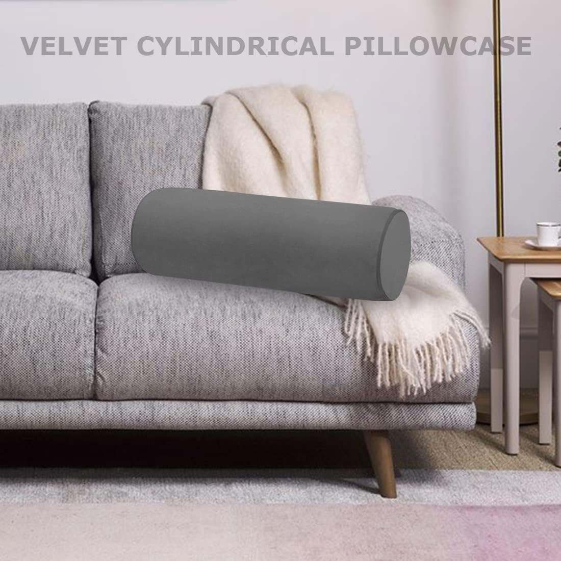 Neck Roll Pillowcases Velvet Cylindrical Pillow Covers 16"x6" with Hidden Zipper for House Home Decor Neck Roll Pillow Cervical Neck Roll Memory Pillow Cylinder Round Cushion (Black, 16x6)