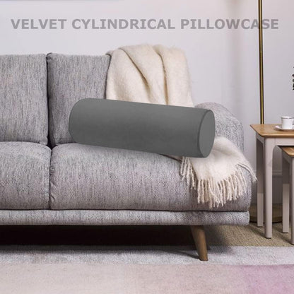 Neck Roll Pillowcases Velvet Cylindrical Pillow Covers 16"x6" with Hidden Zipper for House Home Decor Neck Roll Pillow Cervical Neck Roll Memory Pillow Cylinder Round Cushion (Black, 16x6)