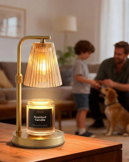 Candle Warmer Lamp with Timer Dimmable, Adjustable Height Black Candle Warmer for Jar Candles, Birthday Gifts for Women & Men, Office Decor, House Warming Gift, Wax Melt Warmer with 2 Bulbs