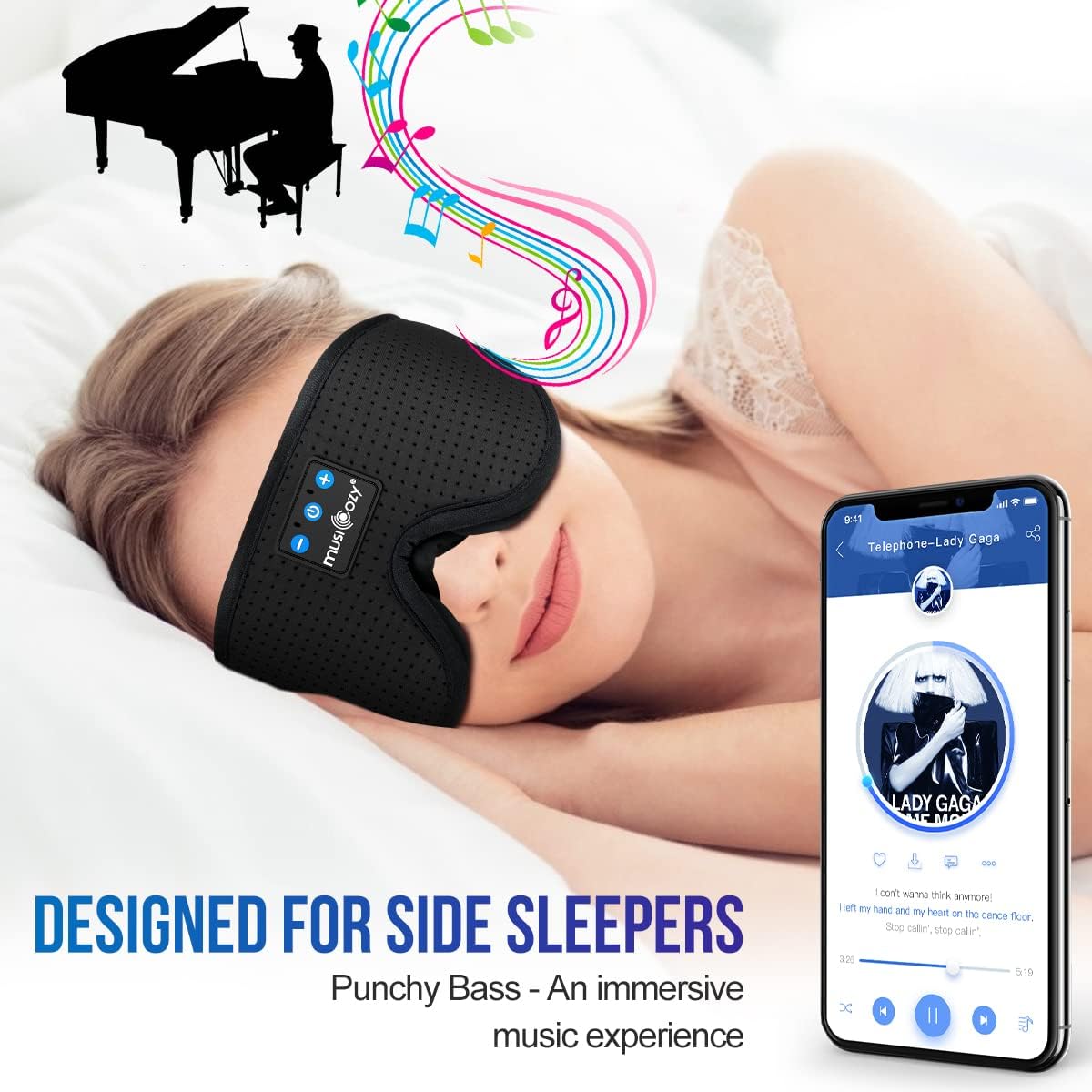 MUSICOZY Sleep Headphones Bluetooth 5.4 Sleep Mask with HD Sound