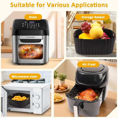 BYKITCHEN 9 Inch Square Silicone Air Fryer Liners for 6 to 8QT, Set of 2, Reusable Silicone Airfryer Tray Insert, Air Fryer Accessories for Corsori 6QT, Ninja Airfryer Pro XL 6.5QT, Gourmia & More