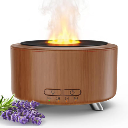 Essential Oil Diffuser for Home, 500ML Aromatherapy Diffuser Oil Machine for Office Room Yoga, Aroma Diffuser with Auto-Off Function, 9 Colors LED Night Light, Light Wood