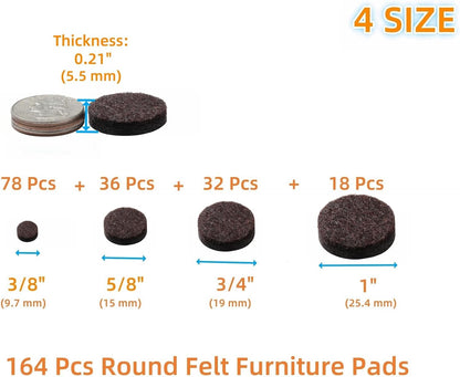 Felt Pads Small 3/8" Felt Pads for Cabinet Doors Bumpers, Cabinet Cushion Dots Felt Cabinet Door Stops, Self Adhesive Thick Bumper Pads to Protect Surfaces -Anti Scratch 234 Pcs Round Brown