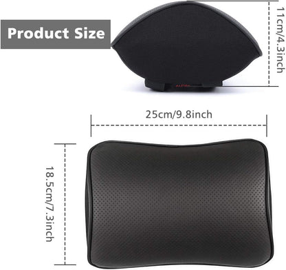 Aukee Car Headrest Pillow Memory Foam Car Neck Pillow with Adjustable Strap Soft Leather Headrest for Driving Home Office Black (1PC)
