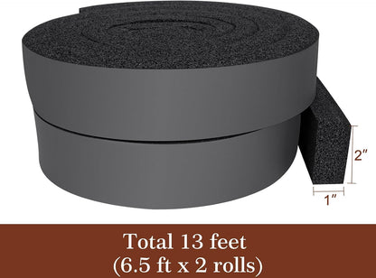 Yotache Open Cell Foam Air Conditioner Insulation Seal Strip 2"x1", 6.5 Ft | Non-Adhesive, Air Conditioning Weather Strip