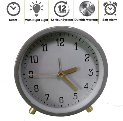 SHISEDECO Small Analog Alarm Clock, Battery Operated Desk Clock, White