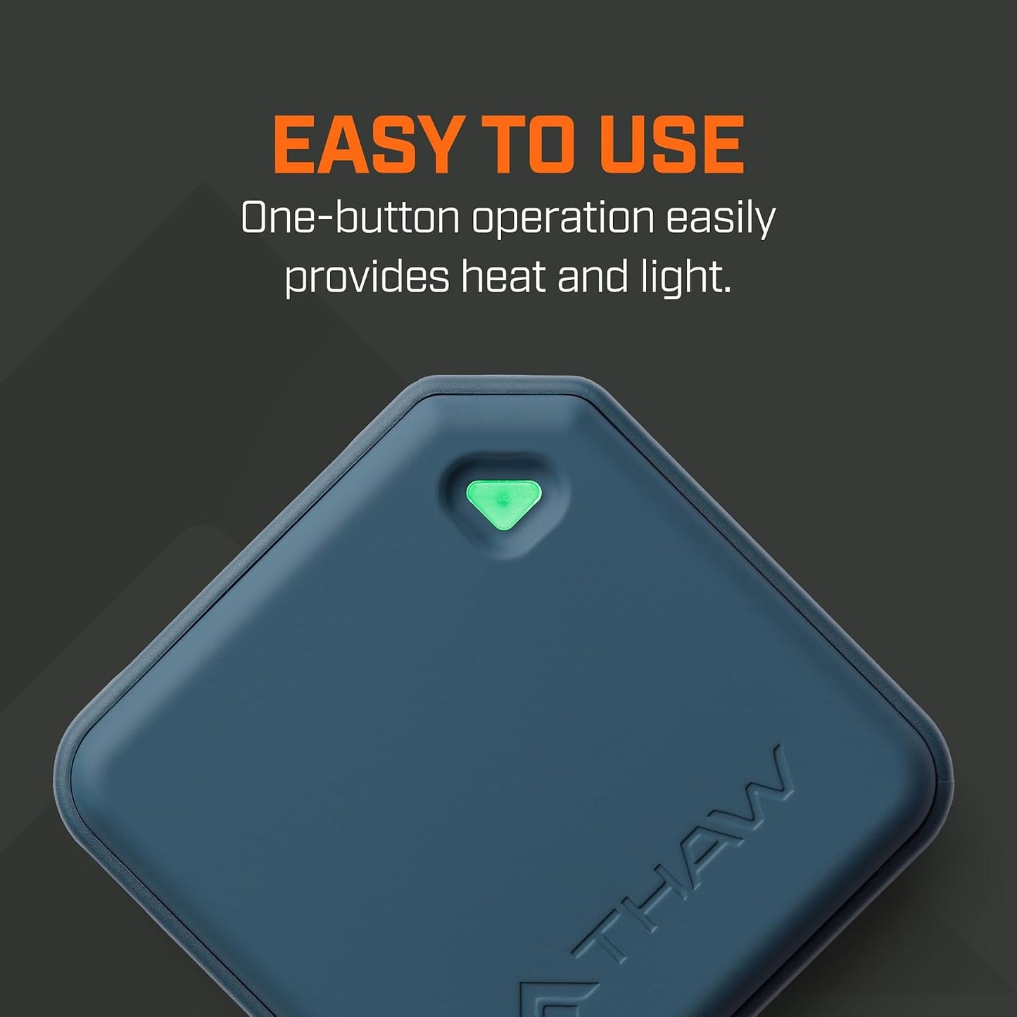 THAW Rechargeable Mini Hand Warmer | Double-Sided Heating, Up to 4 Hours, Rechargeable USB-C, Durable Impact-Resistant Construction, Integrated LED Light
