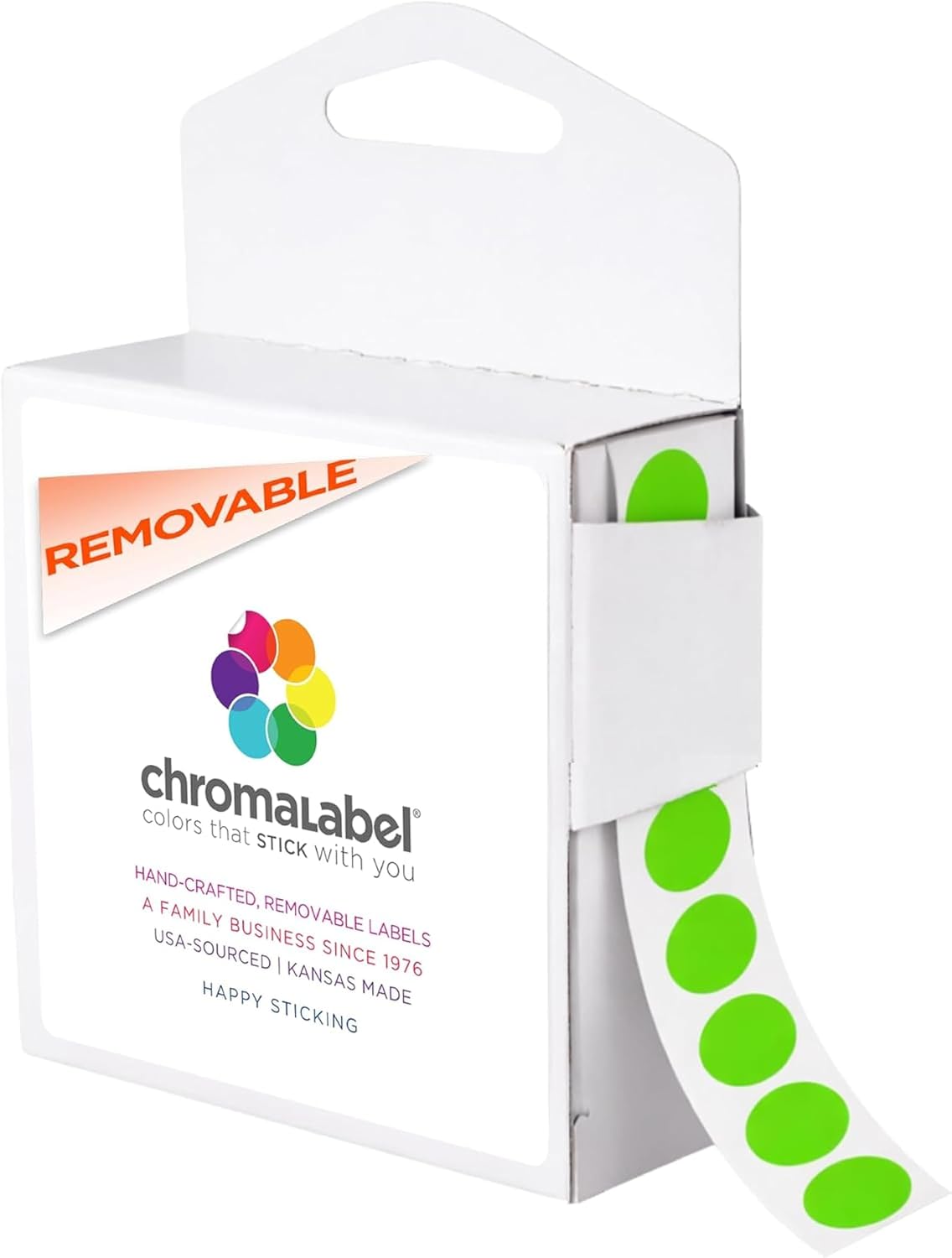 Removable Green Dot Stickers, 1/2 Inch, 1000/Box | Inventory Circle Labels with Removable Adhesive for Offices, Classrooms, Food Service, and Medical Settings. Made in USA