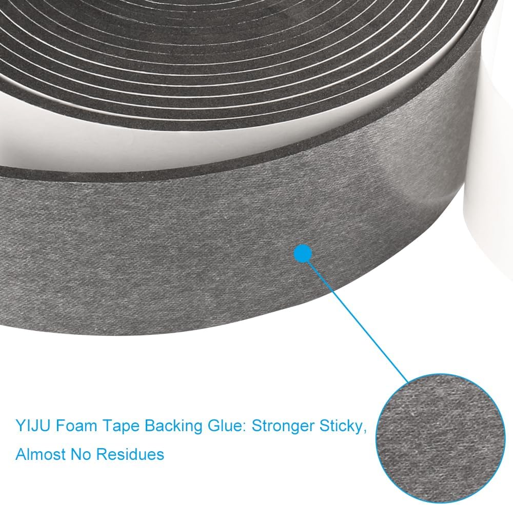 2 Rolls Foam Seal Tape for Door Window Insulation, Soundproof and Shockproof Foam Adhensive Strip, 3/8" Wx3/16 T Single Sided Foam Tape, Cold Air and Draft Closed Cell Seal Strip,Total 32FT
