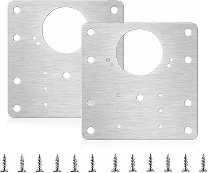 2 Pack... Cabinet Hinge Repair Plate,Stainless Steel Hinge Repair Brackets Kit,Kitchen Cupboard Door Hinge Repair Plate Kit Includes Fixing Screws,Protect Wooden Kitchen Cabinet Door,Furniture (2 PCS)