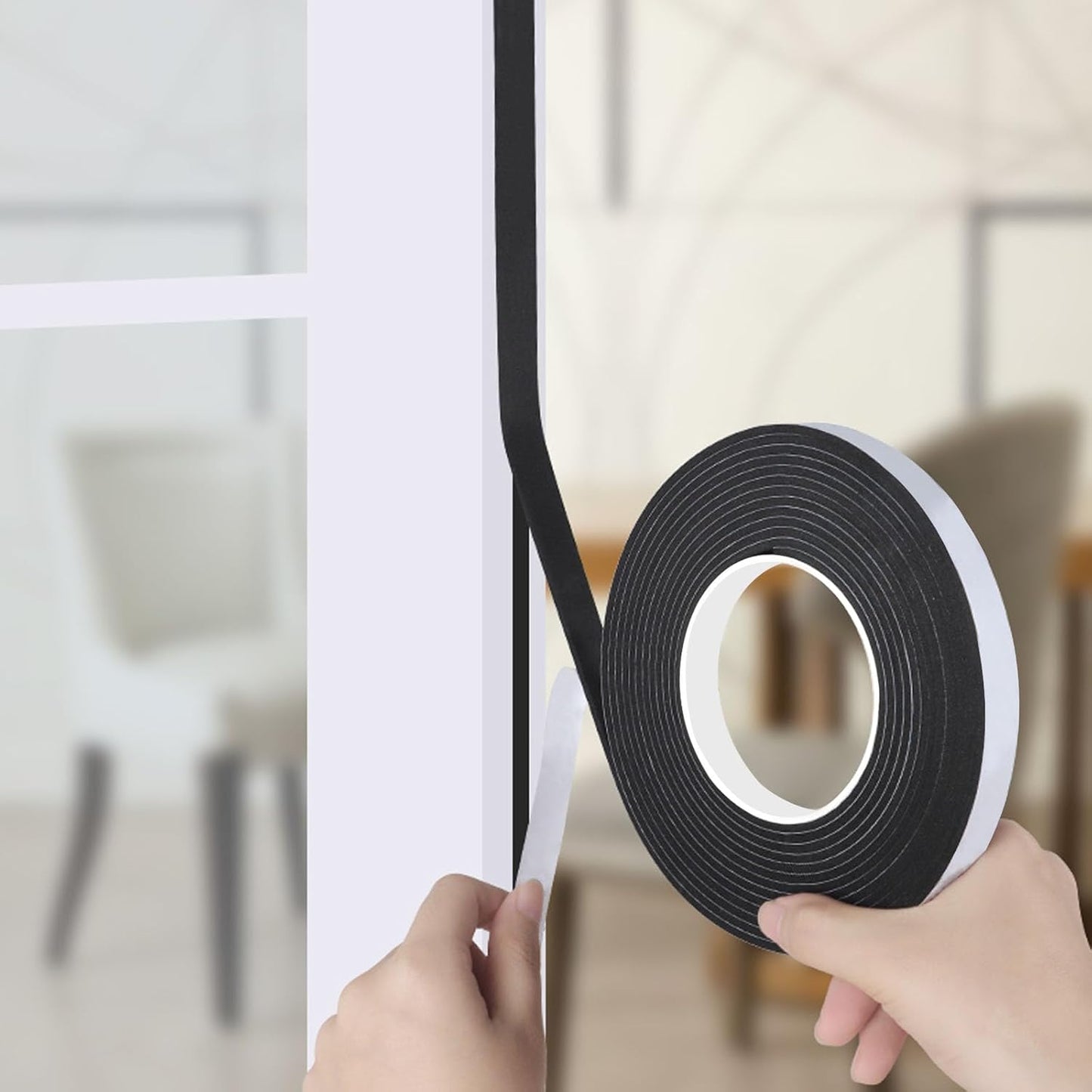1 in Wide x 1/8 in Thick x 33FT Foam Weather Stripping Door Seal,Window Sealing Tape，Single-Sided Self-Adhesive Insulation Sealing Strip White