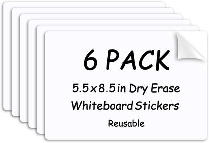 SVNOOC Multi-Use Label Stickers Dry Erase Sticky Notes, Labels for Storage Bin, Wall, Refrigerator, Home, Office, Classroom Use 4x6 inches (6 Pack)