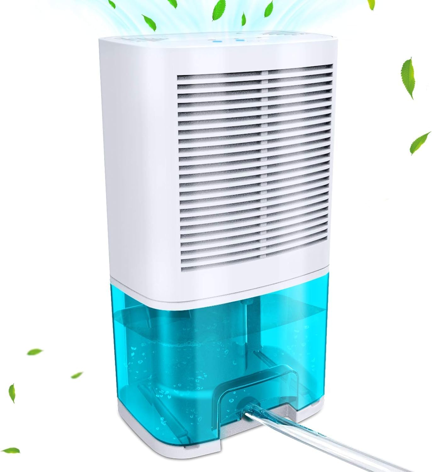 Dehumidifier 68oz(2000ml) Small Dehumidifier with Drain Hose for Up to 650 sq.ft Ultra Quiet Mini Portable Air for Home Basements Bathroom Bedroom Closet Kitchen RV