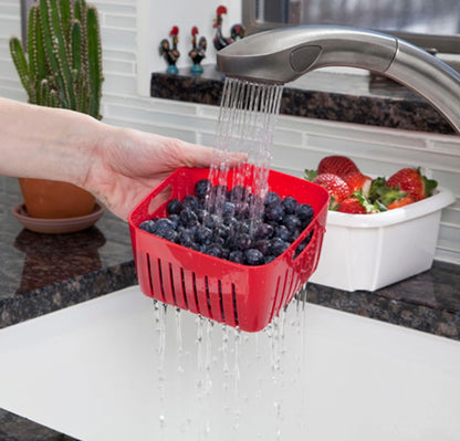 Hutzler 3-in-1 Berry Keeper Colander and Container, Keeps Berries Fresh Longer, 2 Pints, Apricot