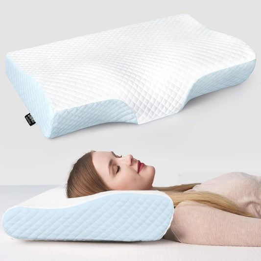 Memory Foam Pillow for Neck Pain Relief, Adjustable Orthopedic Ergonomic Cervical Pillow for Sleeping with Washable Cover, Bed Pillows for Side, Back, Stomach Sleepers