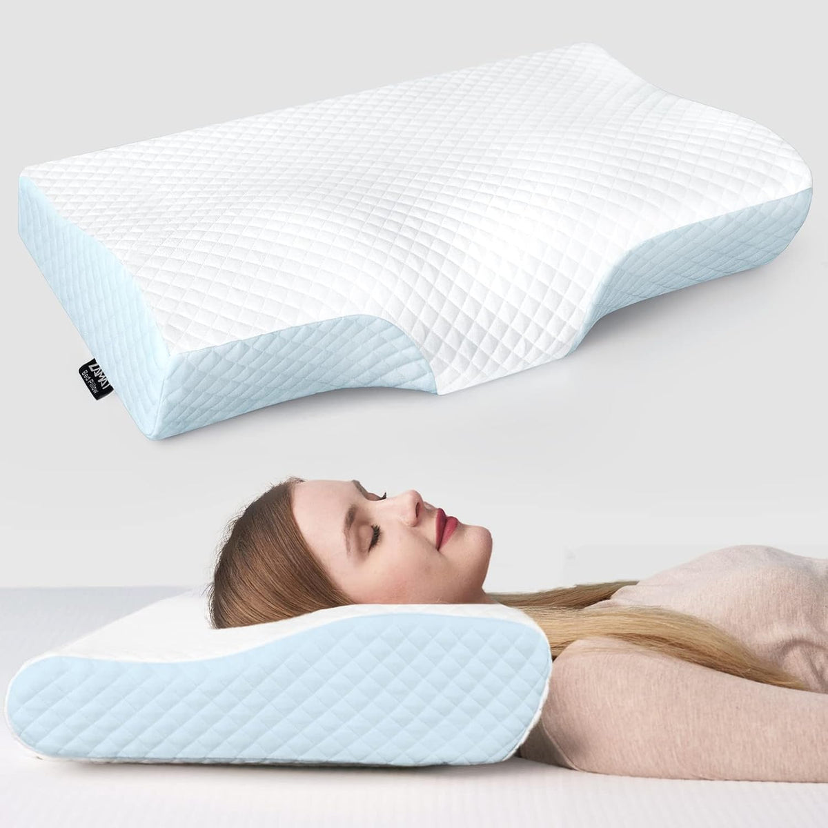 ZAMAT Memory Foam Pillow for Neck Pain Relief, Adjustable Orthopedic Ergonomic Cervical Pillow for Sleeping with Washable Cover, Bed Pillows for Side, Back, Stomach Sleepers