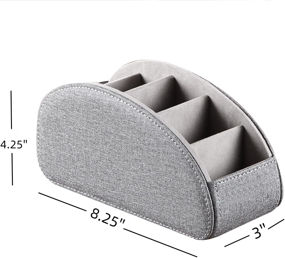 PU Leather Remote Control Holder with 5 Compartments - Storage Tray & Desktop Organizer for TV Remotes,Glasses,Pens,Accessories - Space-Saving Design for Bedside Table & Office Desk (Black)