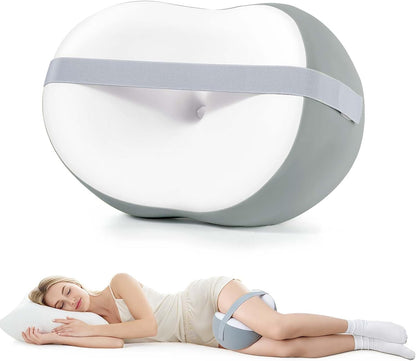 Knee Pillow for Side Sleepers, Leg Pillow with Adjustable Hook & Loop Strap & Removable Washable Cover for Spine Alignment, Sciatica, Hip & Back Pain Relief