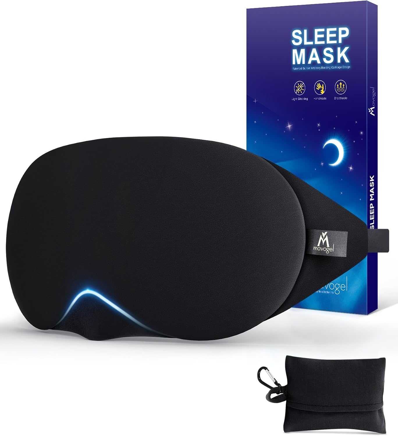 Mavogel Cotton Sleep Eye Mask, Light Blocking with Adjustable Nose Bridge | Updated Design, Soft and Comfortable Night Eye Mask for Men Women, Eye Blinder for Shift Work, Includes Travel Pouch, Grey