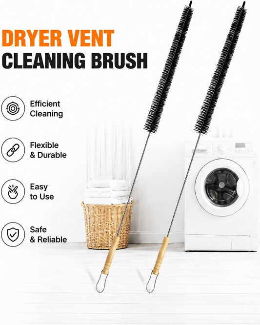 Dryer Vent Cleaner Kit, Bendable Lint Brush 2Pcs, 28 Inches | Bendable design, soft stiff bristles, removes lint and debris, ideal for narrow gaps