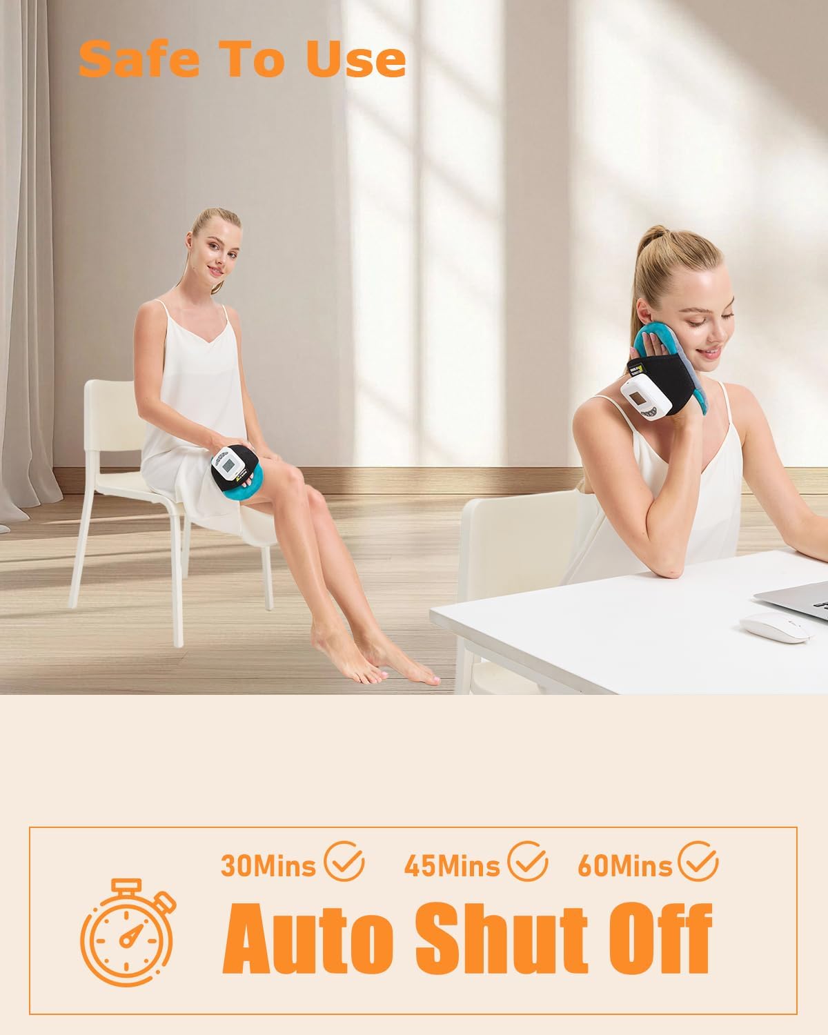 Cordless Leg Massager for Circulation and Pain Relief - 5000mAh Portable Heating Pad for Leg and Calf with 3-Level Vibration Massage, 104-140℉ Adjustable Temperature & 30/45/60 Min Timer