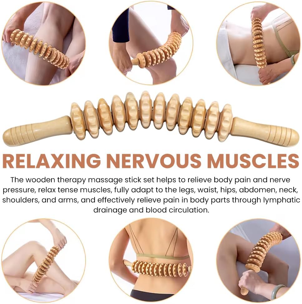 2pcs Wood Massage Roller,Manual Wooden Fascia Massage Tool