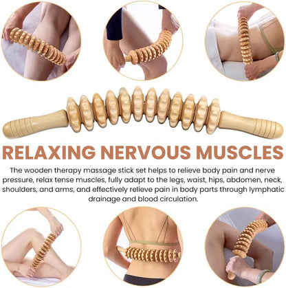 2pcs Wood Massage Roller,Manual Wooden Fascia Massage Tool