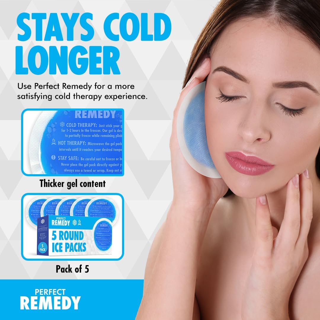 Perfect Remedy Gel Ice Packs for Injuries with Strap Cover, Flexible Hot Cold Compress, Soothing Soft Ice Packs for aid in Injuries Conditions, Alternative to Hot Water Bottles (Blue, Regular)